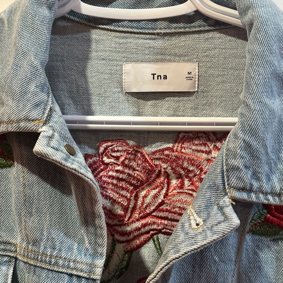 TNA Jean Jacket with Rose hand stitches - Picture 3 of 11